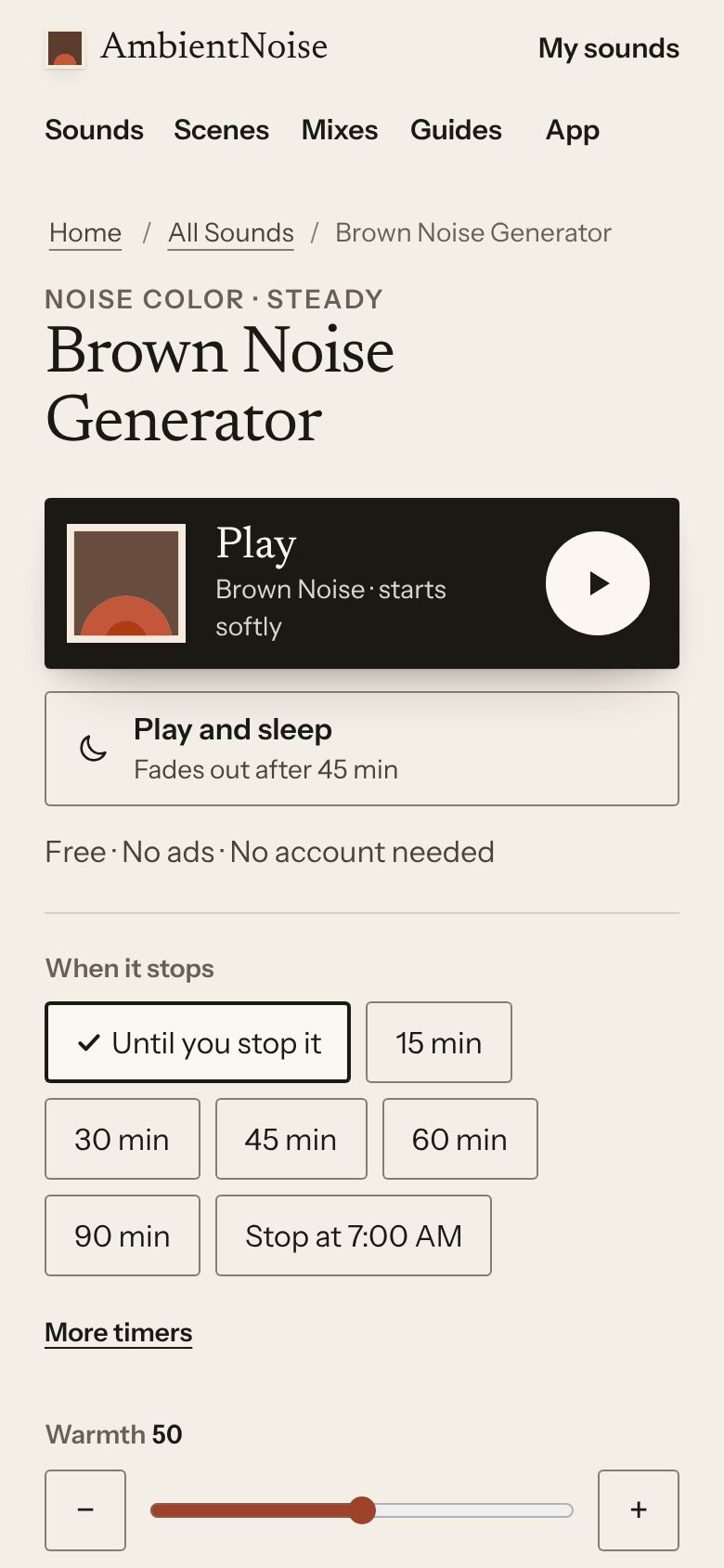 Ambient Noise, as it opens in a browser tab